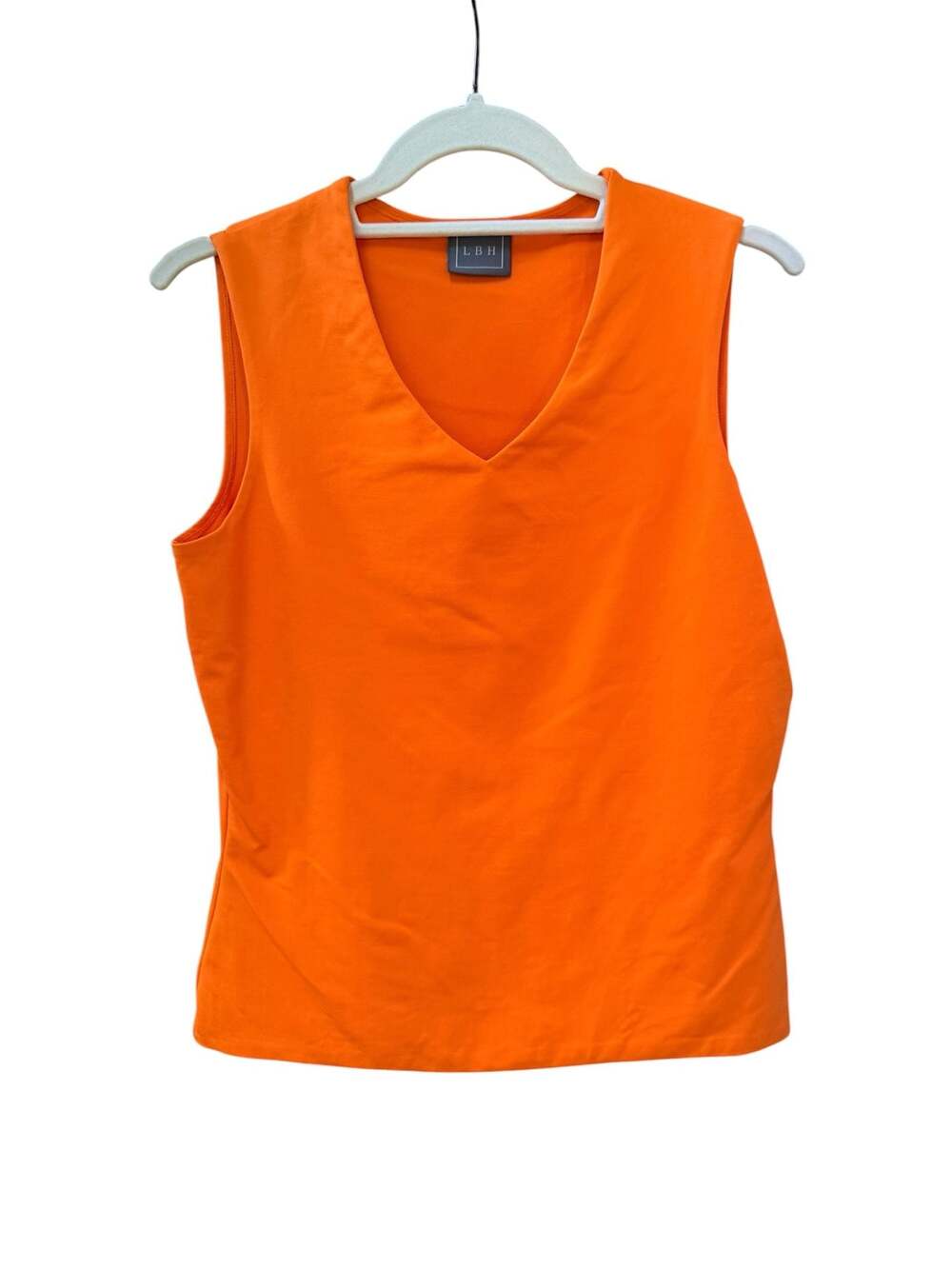 LBH Women's Sleeveless V-Neck Solid Orange Basic Tank Top